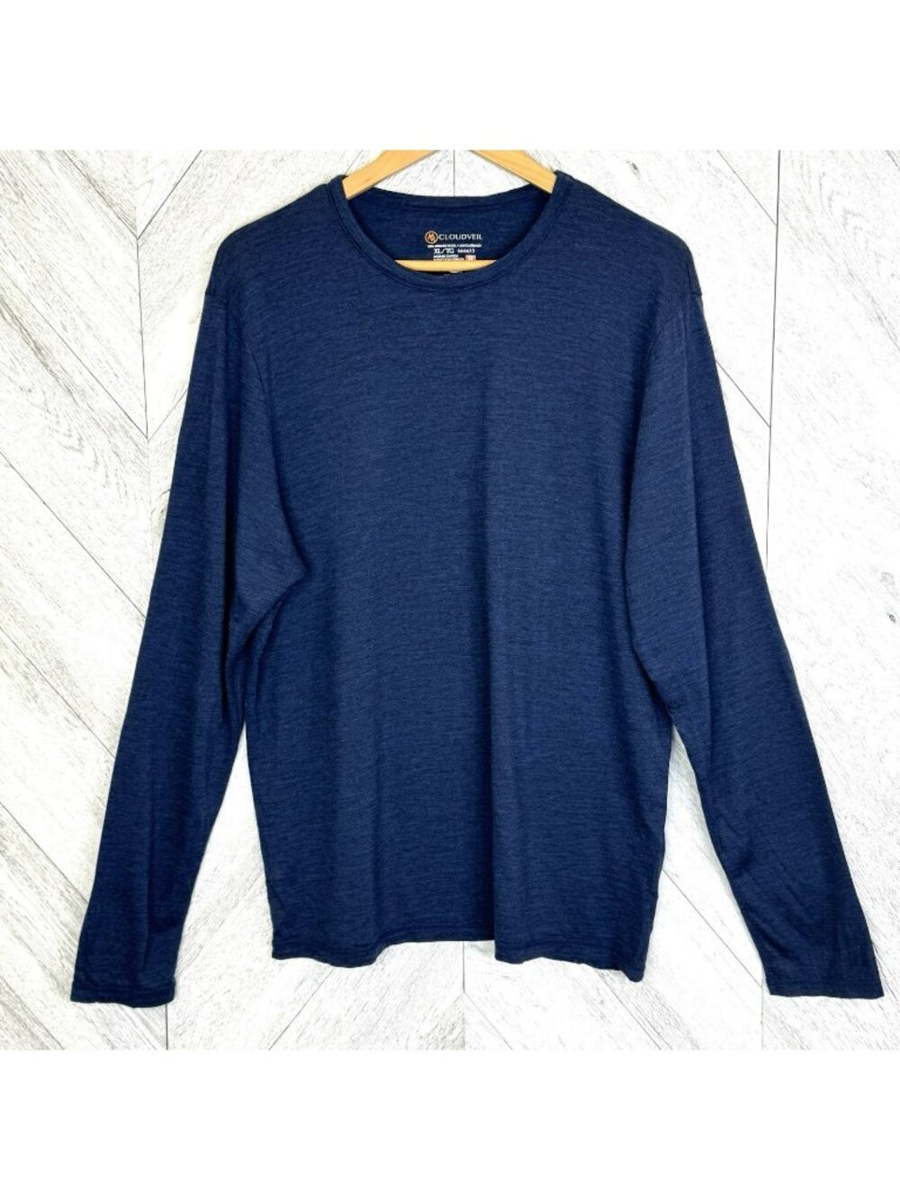 Cloudveil 100% Merino Wool Long Sleeve Base Layer Tee Top Shirt Blue Mens XL